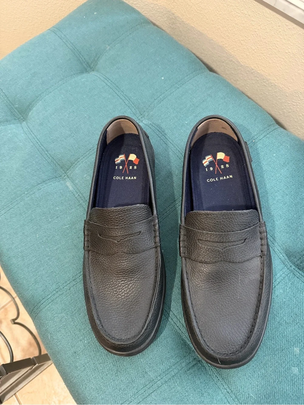 Cole Haan Black Leather Penny Loafers